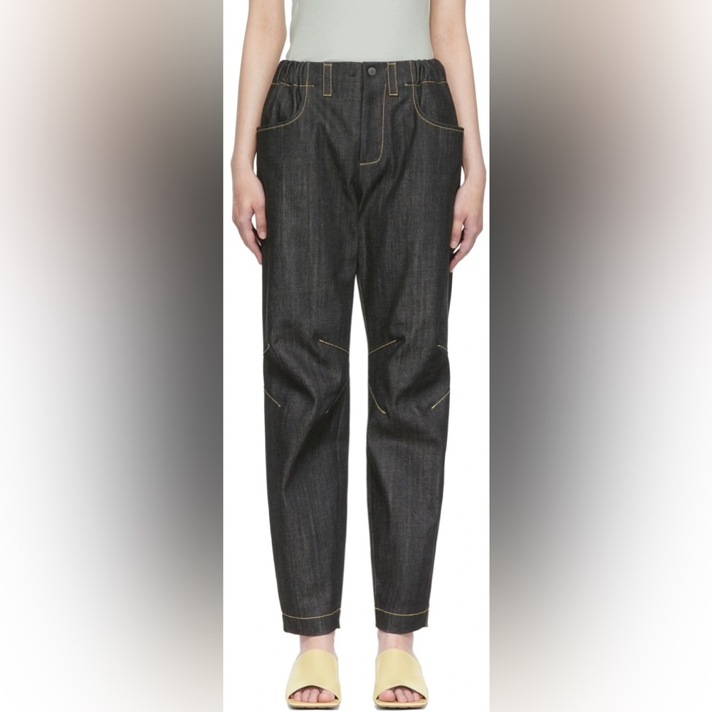 Vejas Maksimas Black Darted Denim Trousers